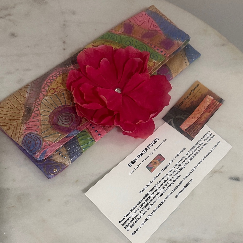 NWT Susan Tancer Colorful Clutch with Floral Accent